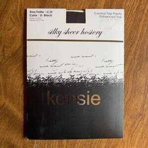 KENSIE Light Black Silky Sheer Hosiery Control Top Panty Enhanced Toe size C/D